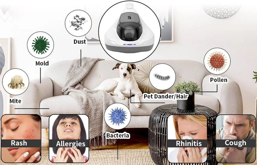 Handheld Allergen Vacuum Cleaner with UV Sanitizer Kills Allergens/Bacteria/Mite Large Pulsating Pad&True HEPA remove Hair/Dust