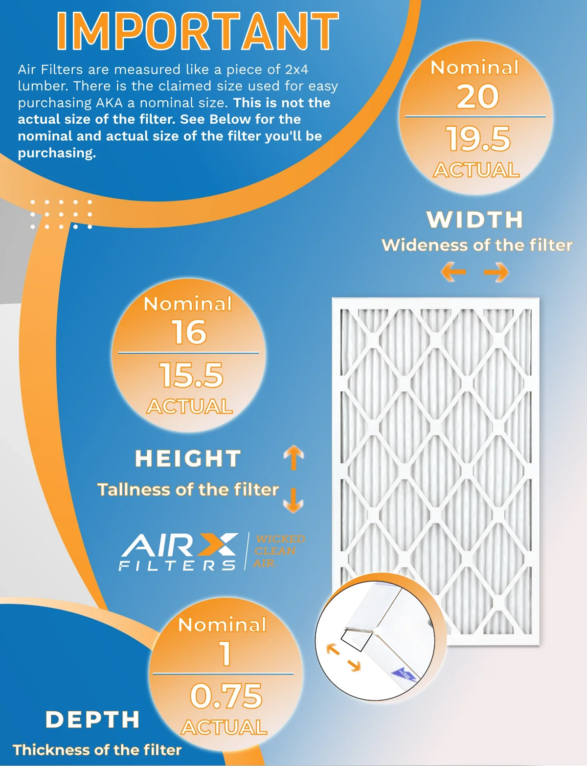 16x20x1 Air Filter MERV 8 Rating, 12 Pack of Furnace Filters Comparable to MPR 700 & FPR 5 - Made in USA by AIRX FILTERS WICKED CLEAN AIR.