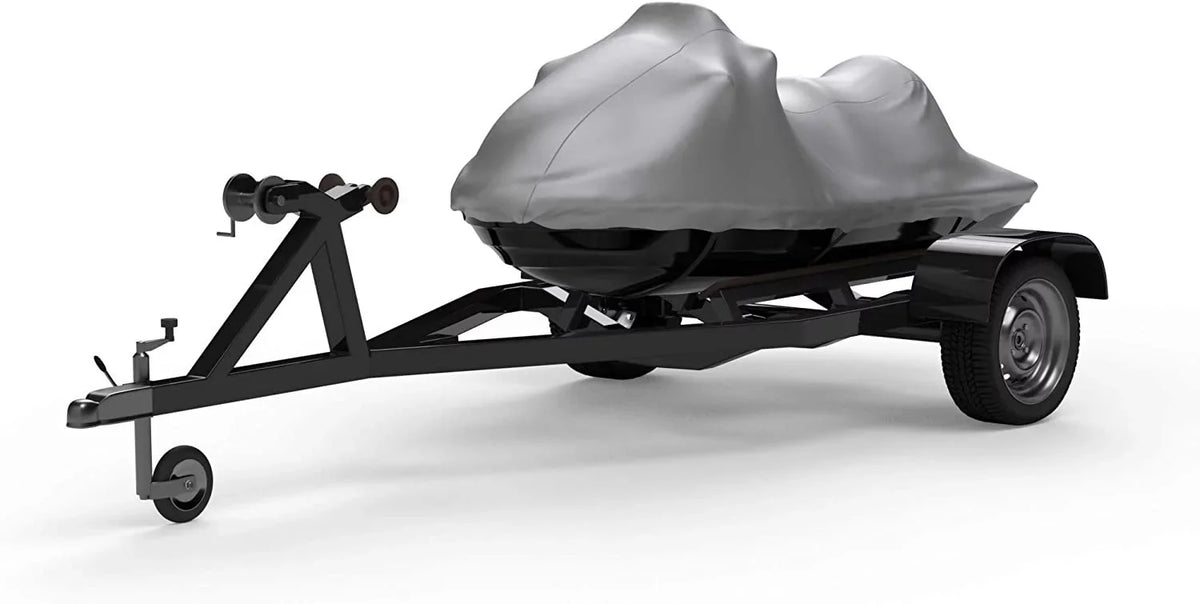 Weatherproof Jet Ski Covers for Yamaha EXR 2019 - Silver - High Sun Protection - All elements - Trailerable - Protects from Rain, Sun, UV Rays, and More! Includes Trailer Straps and Storage Bag