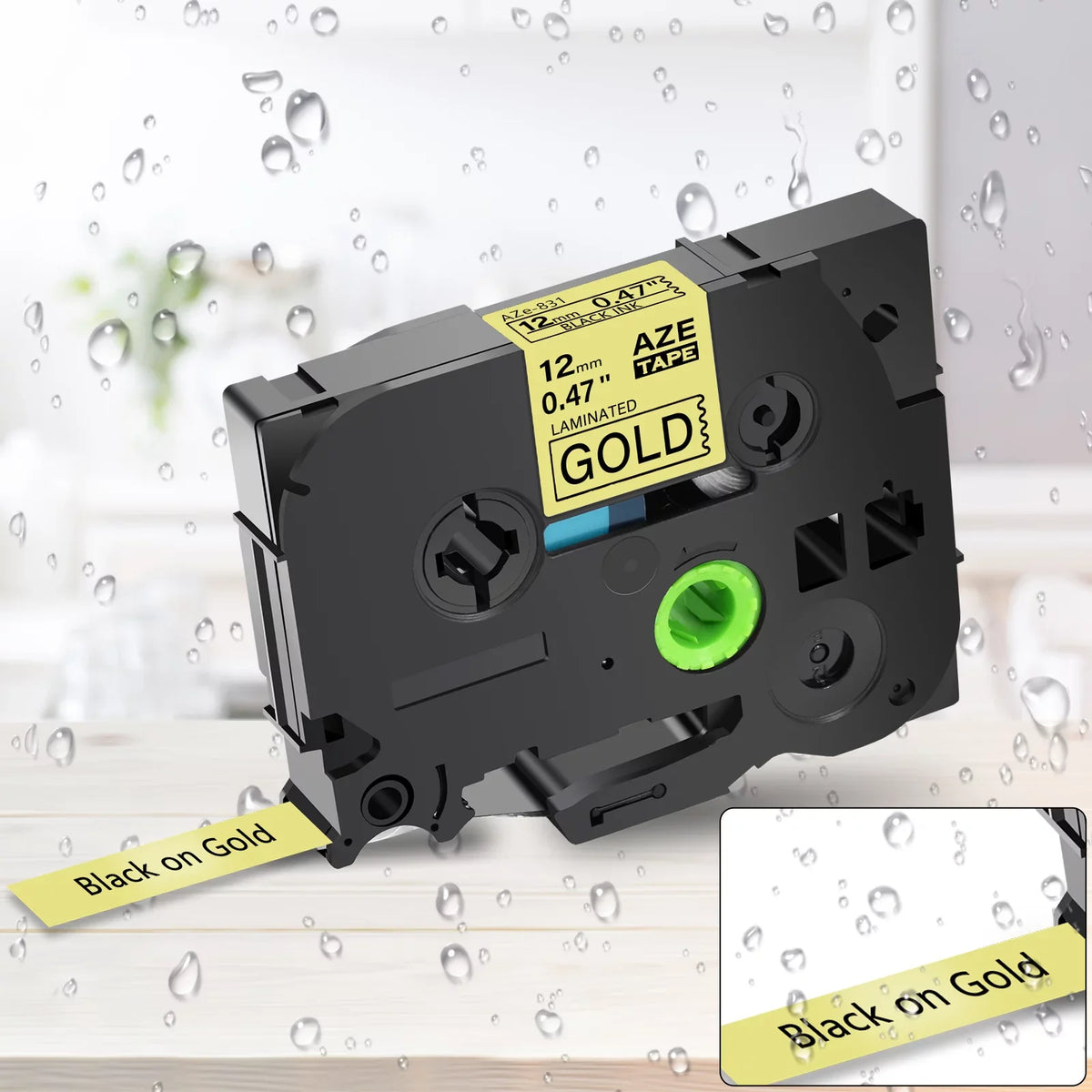 GREENCYCLE 40PK suitable for Brother P-touch Black on Gold 12mm TZ TZe TZe-831 TZ-831 TZ831 TZe831 Laminated Label Tape