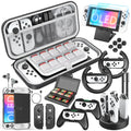 HEYSTOP Switch OLED Accessories for Nintendo Switch OLED Case Bundle,27 in 1 Carry Case for Switch OLED with Protective protector,Grip wrap,Screen Protector,Game Cards Case,Grip Charge Dock, Black