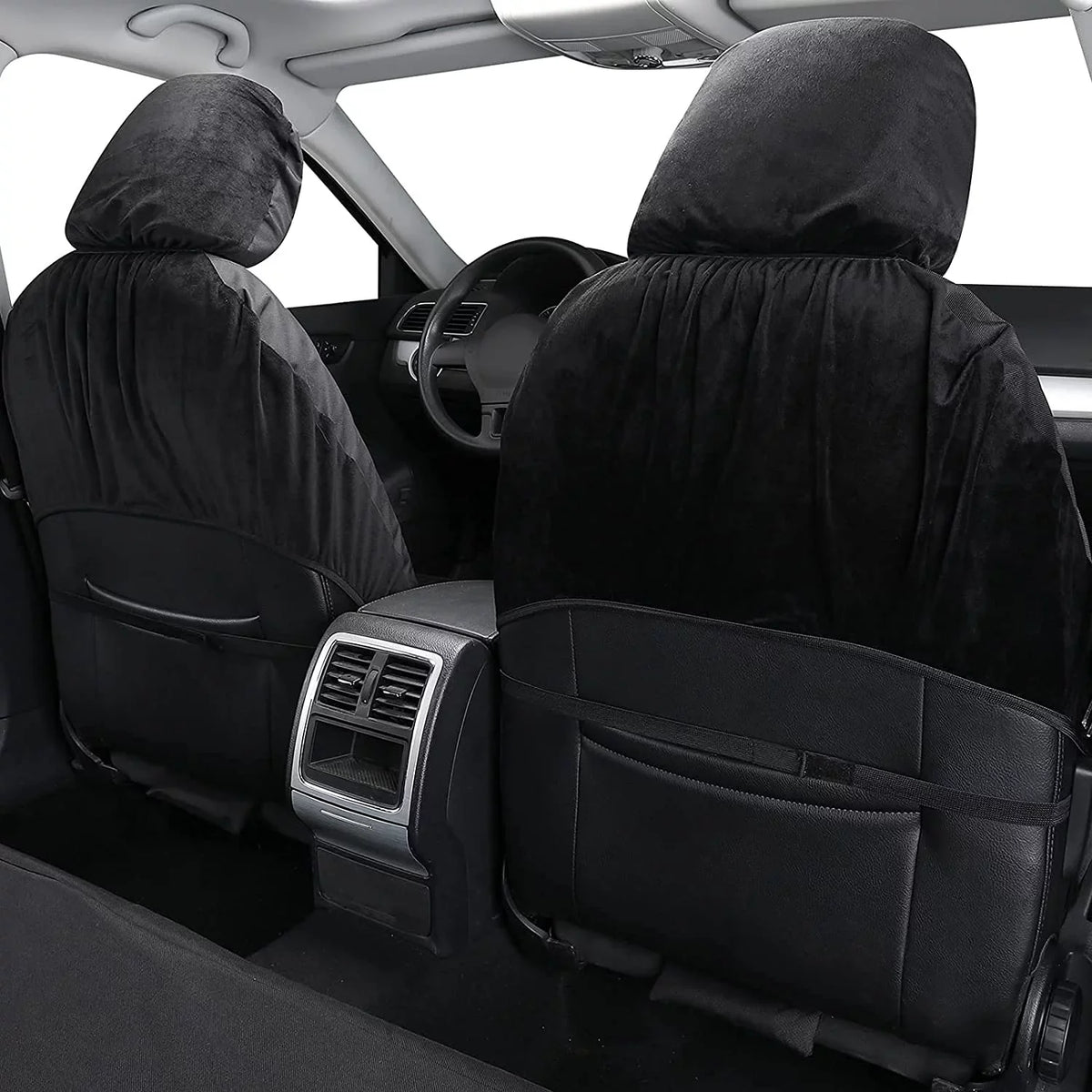Coverado Front Seat Covers 2PCS for Cars, Waterproof Oxford Seat Protectors, Universal Auto Seat Covers Fit for Most Sedans, SUVs, Trucks and Vans, Black