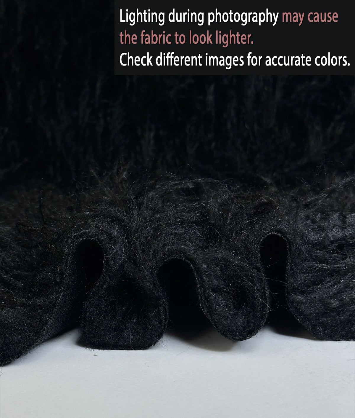 Faux Fake CURLY Yak FUR 3.5" LONG Pile Japanese Fire Retardant Yarn 2.3oz Per Yard / Craft, Sewing Cosplay 58" Wide Sold by Continuous Yard (Black)