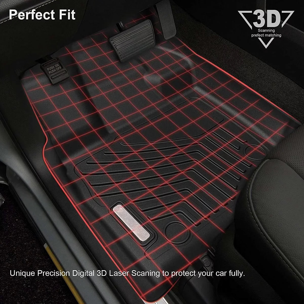 Ledkingdomus All-atmospheric conditions TPE Rubber Front and Rear 3-Piece for 2015-2023 2024  F150 Super Crew Cab Floor Mats Set