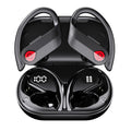 Bluetooth Headphones Wireless Earbuds 20hrs Playtime Charging Case Digital Display Sports Ear buds with Earhook Premium Deep Bass IPX7 Waterproof Over-Ear Earphones for TV Phone Laptop Black