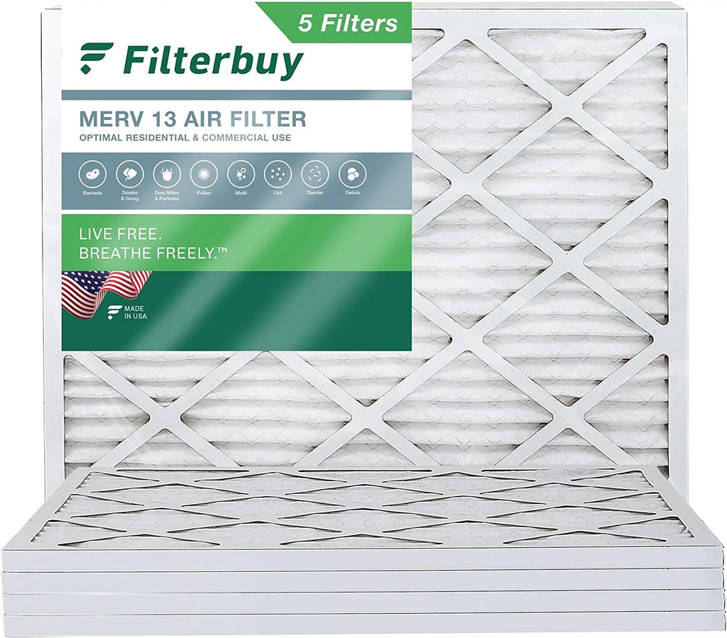 Filterbuy 14x18x1 MERV 13 Pleated HVAC AC Furnace Air Filters (5-Pack)