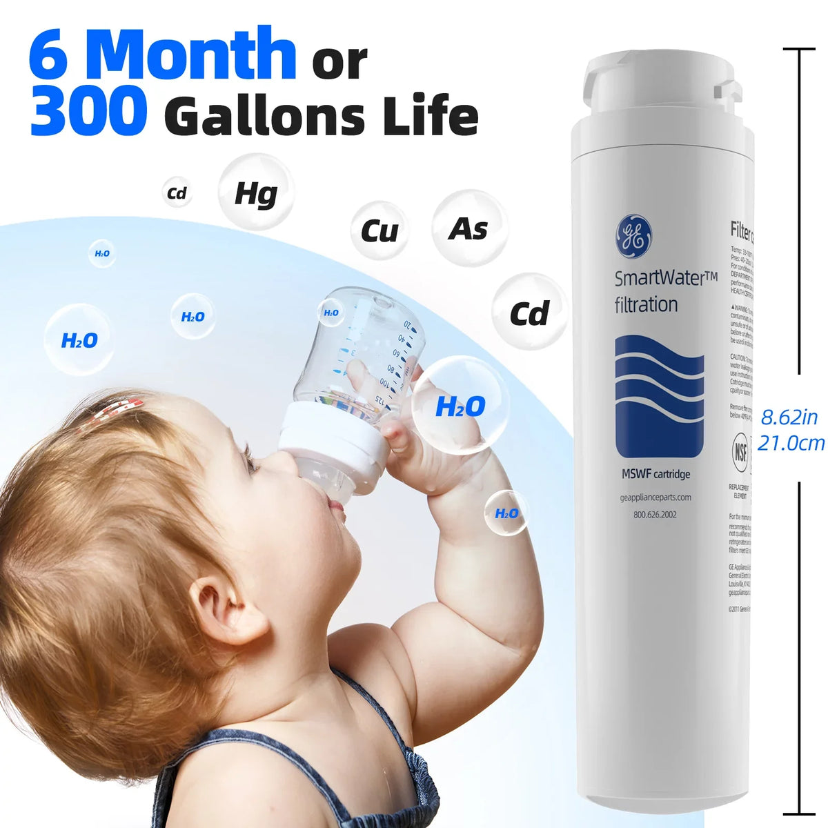 MSWF Refrigerator aqua Filter, Replacement for GE MSWF, Tier1 RWF1062, Aquafresh WF282, Arrowpure APF-1800, AQUACREST AQF-MSWF and Ice Pure RWF1500A Pack of 6