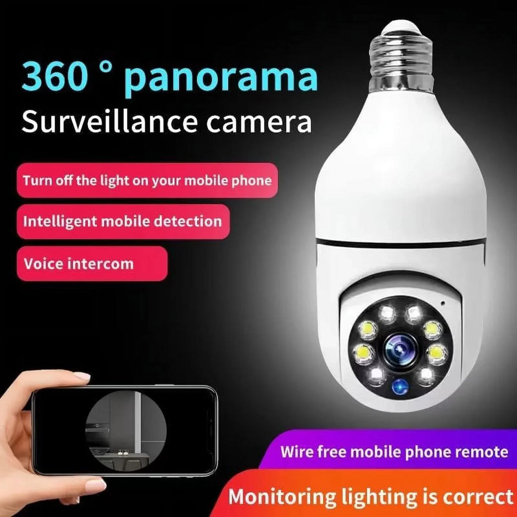 IZENGATE 2Pack E27 Socket Light Bulb Camera Wireless Wi-Fi 2.4Ghz &5Ghz 360° Motion Detector Surveillance Camera Two Way Talk/Night Vision/Light Bulb Camera