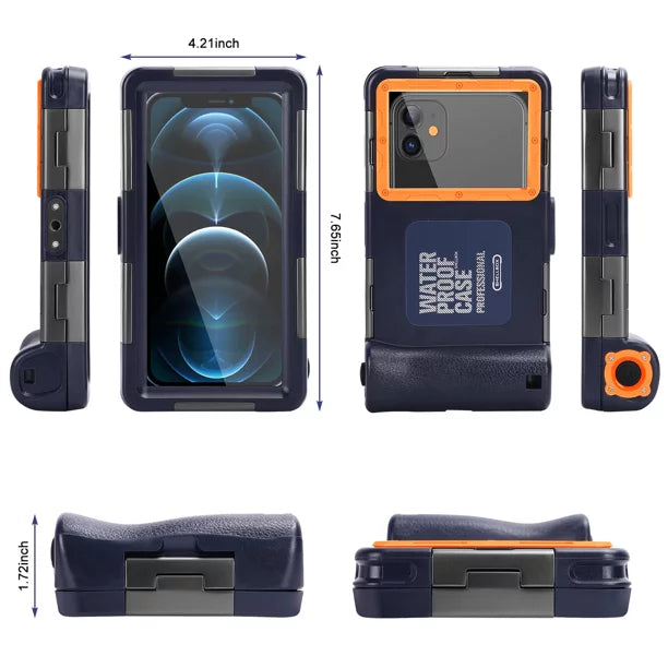 UrbanX Professional [15m/50ft] Swimming Diving Surfing Snorkeling Photo Video Waterproof Protective Case Underwater Housing for  A7 And all Phones Up to 6.9 Inch LCD with Lanyard