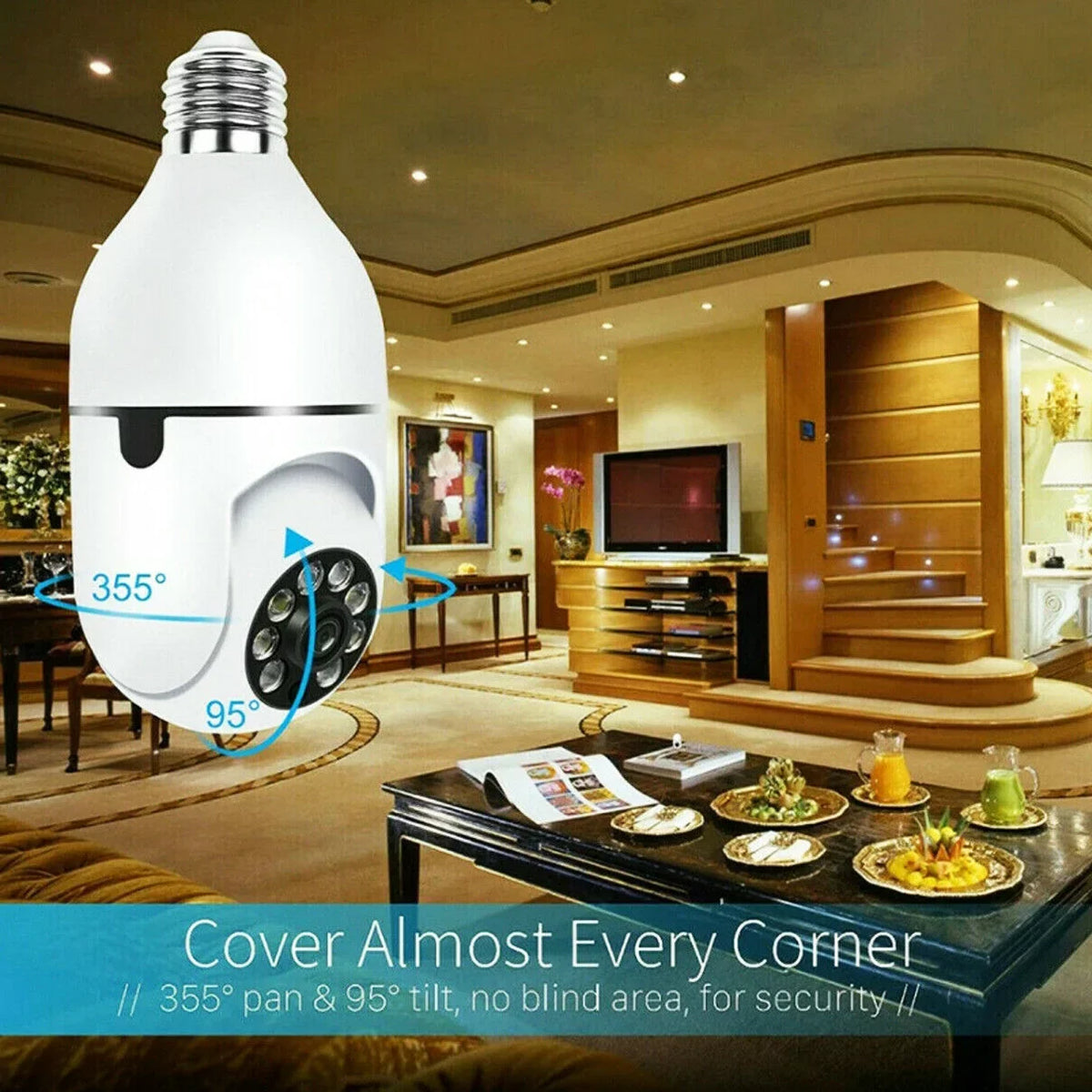 IZENGATE 2Pack E27 Socket Light Bulb Camera Wireless Wi-Fi 2.4Ghz &5Ghz 360° Motion Detector Surveillance Camera Two Way Talk/Night Vision/Light Bulb Camera