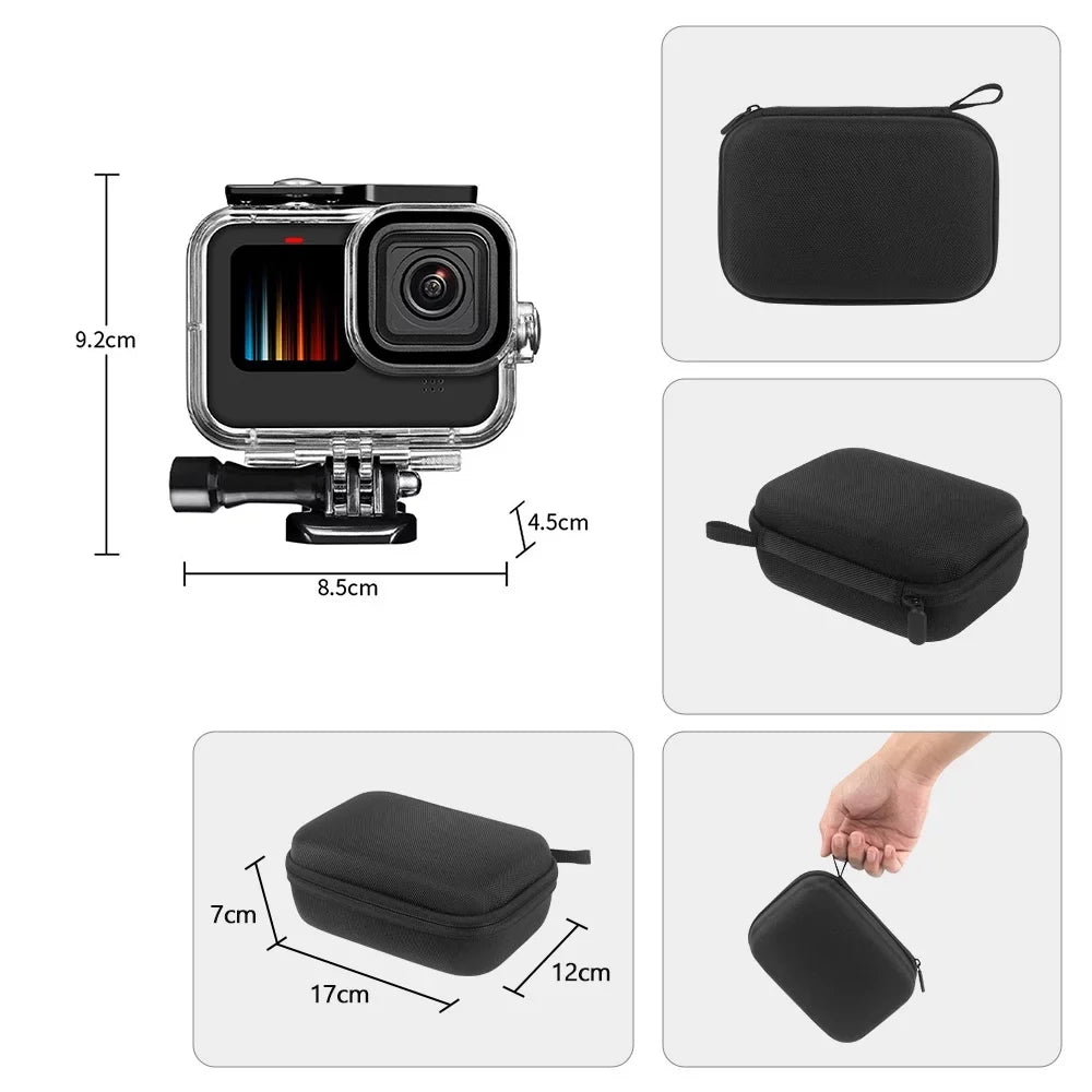 Andoer Sport Camera Waterproof Case 35M Protective Underwater Housing Shell with Storage Case Tempered Glass Lens Protectors Color Filters Replacement for Hero10 9 Surfing Snorkeling D