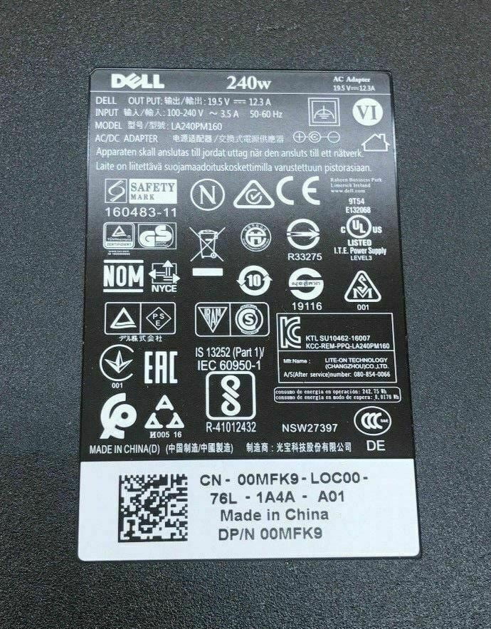 Lot of 10  240W 19.5v 12.3a AC Adapter 17 R3 R4 R5 laptop charger