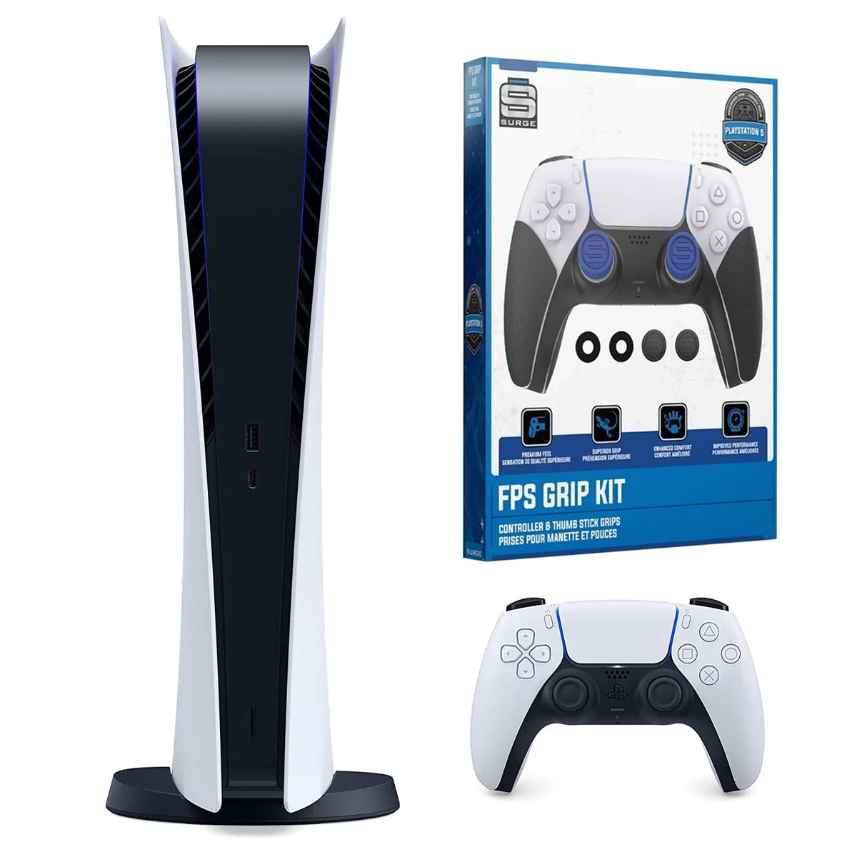 Playstation 5 Digital Version Console with ControlGrip Player Pack Bundle