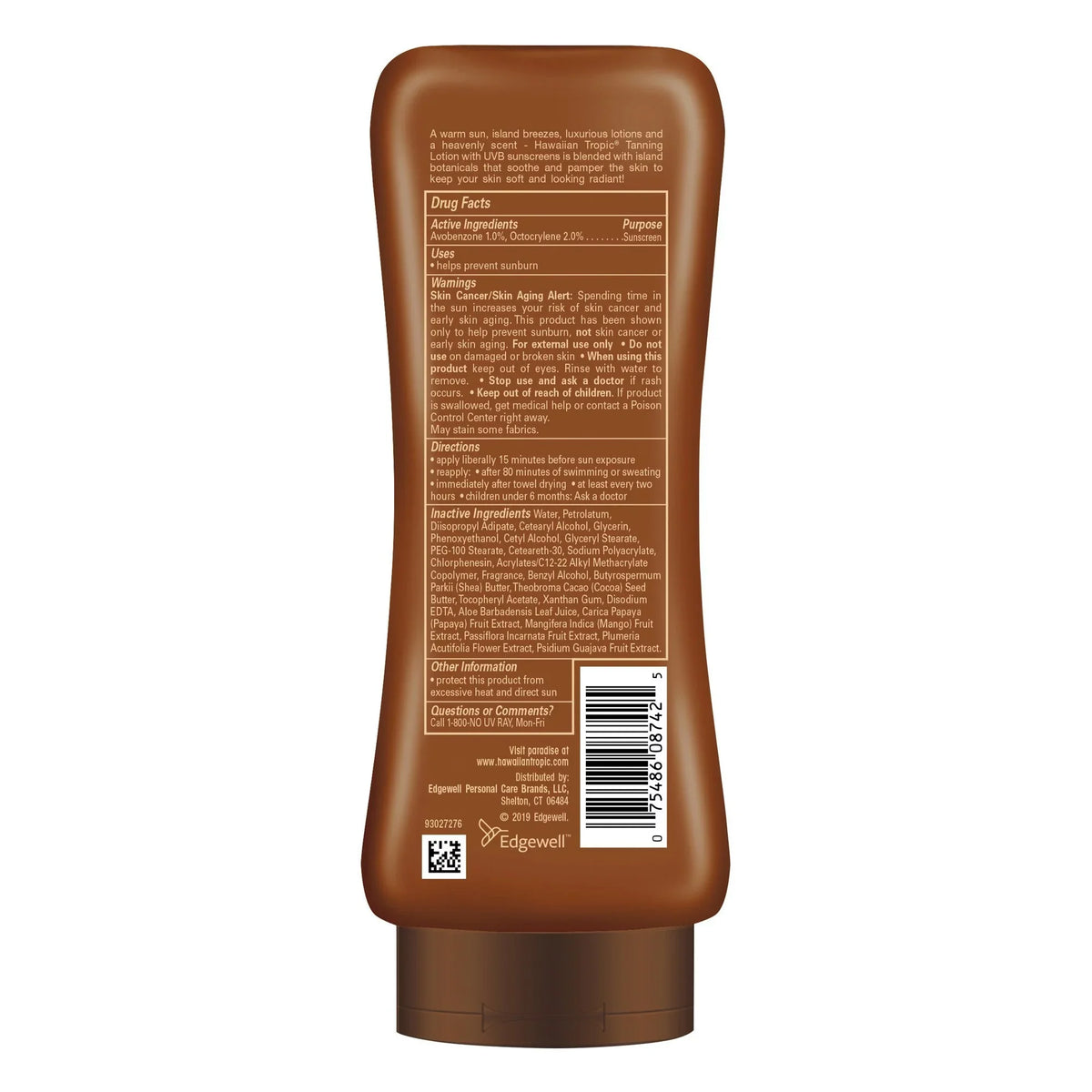 Hawaiian Tropic Tanning Lotion Protects Skin Pamper Nourishing  Spf 4, 8 oz