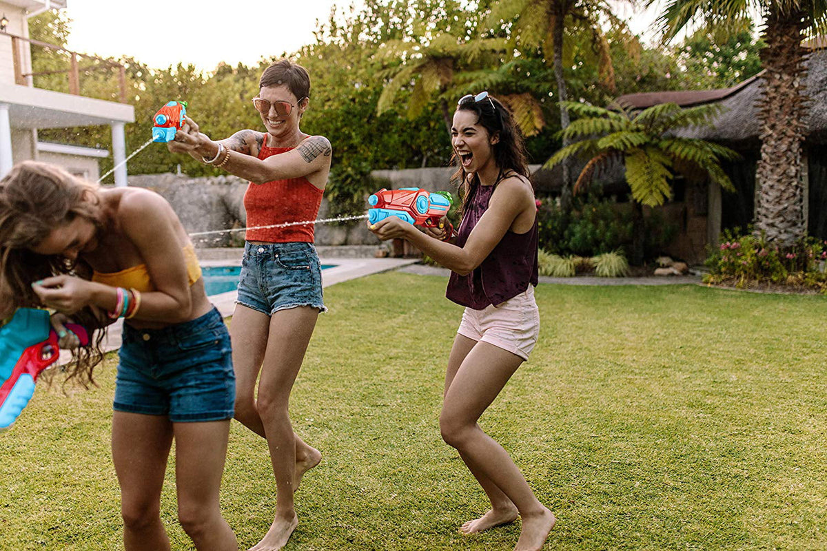 Prextex Red Plastic aqua Shooter Blaster Squirt Guns, 4 Pack Girls and Boys