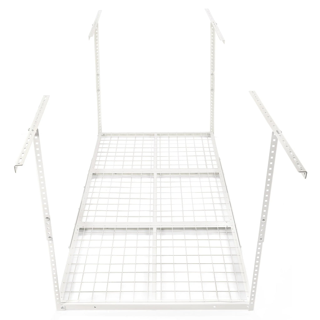 Kojem 3x6 Overhead Garage Storage Adjustable Ceiling Storage Rack, 72" Length x 36" Width x 40" Height, White