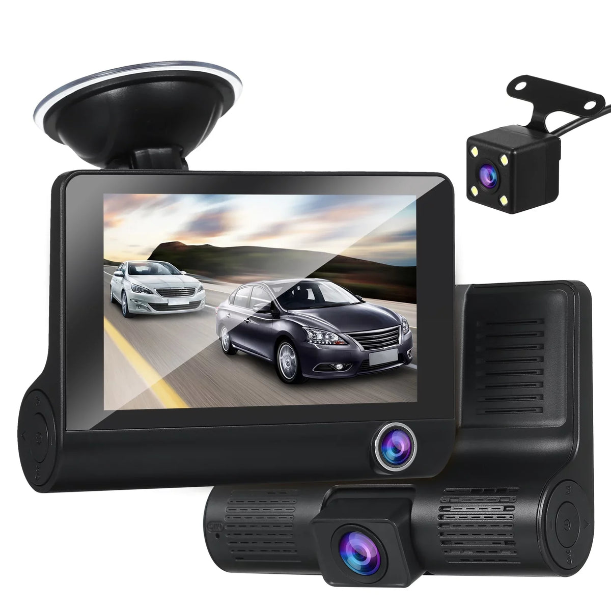 Tomshoo 1080P Full Dash Cam with 4 Inch IPS Screen, Front and Rear Dual Camera, Wide Angle Vision, Loop Recording Drive Safely with this Dash Cam!
