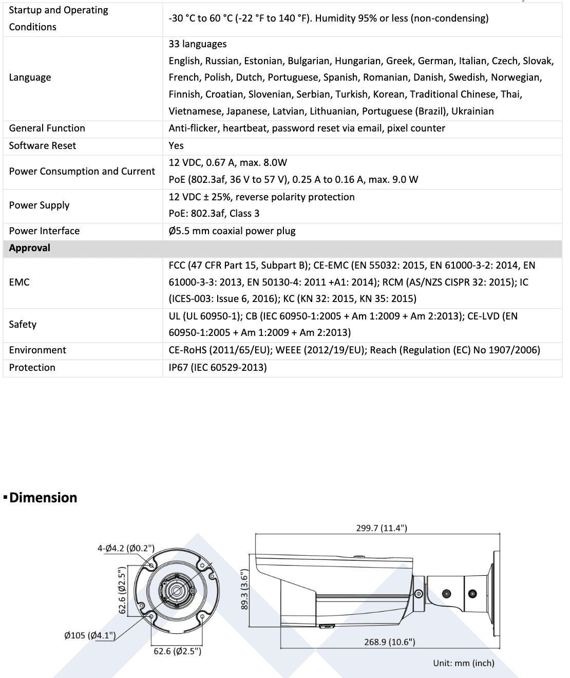 LTS CMIP9382W-28MD IP 8MP 2.8mm Smart Ai 197ft IR WDR CCTV Bullet Security Camera LTCMIP9382W-28MD