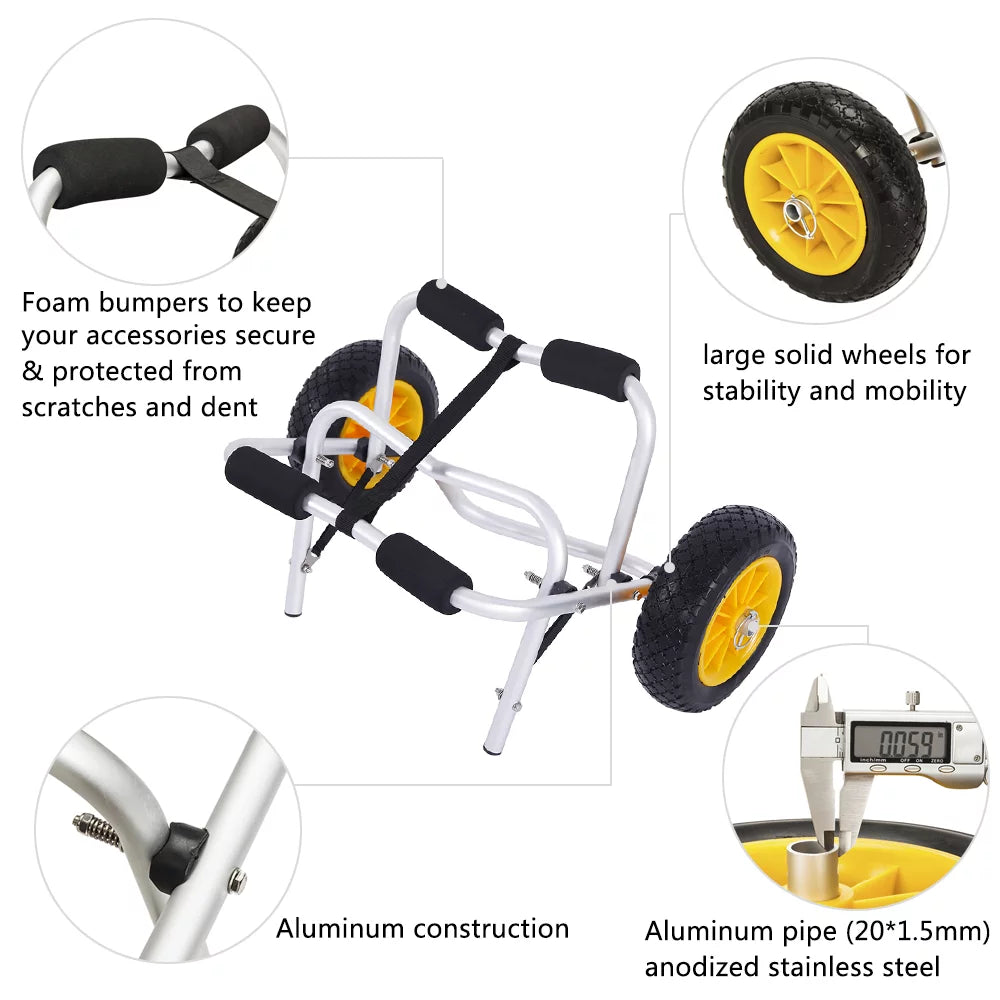 Ktaxon Aluminum Alloy Canoeing Trailer Cart Kayak Dolly craft Canoe Trolley with Wheels