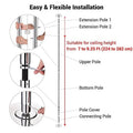 AW 9.25 FT Portable Dance Pole Kit Static Spinning Pole Dancing Pole Strip Poles for Home Removable 45mm Dance Pole Gym Party Club Exercise Fitness Silver/Black/Colorful/Gold, Max Load 1102 Lbs