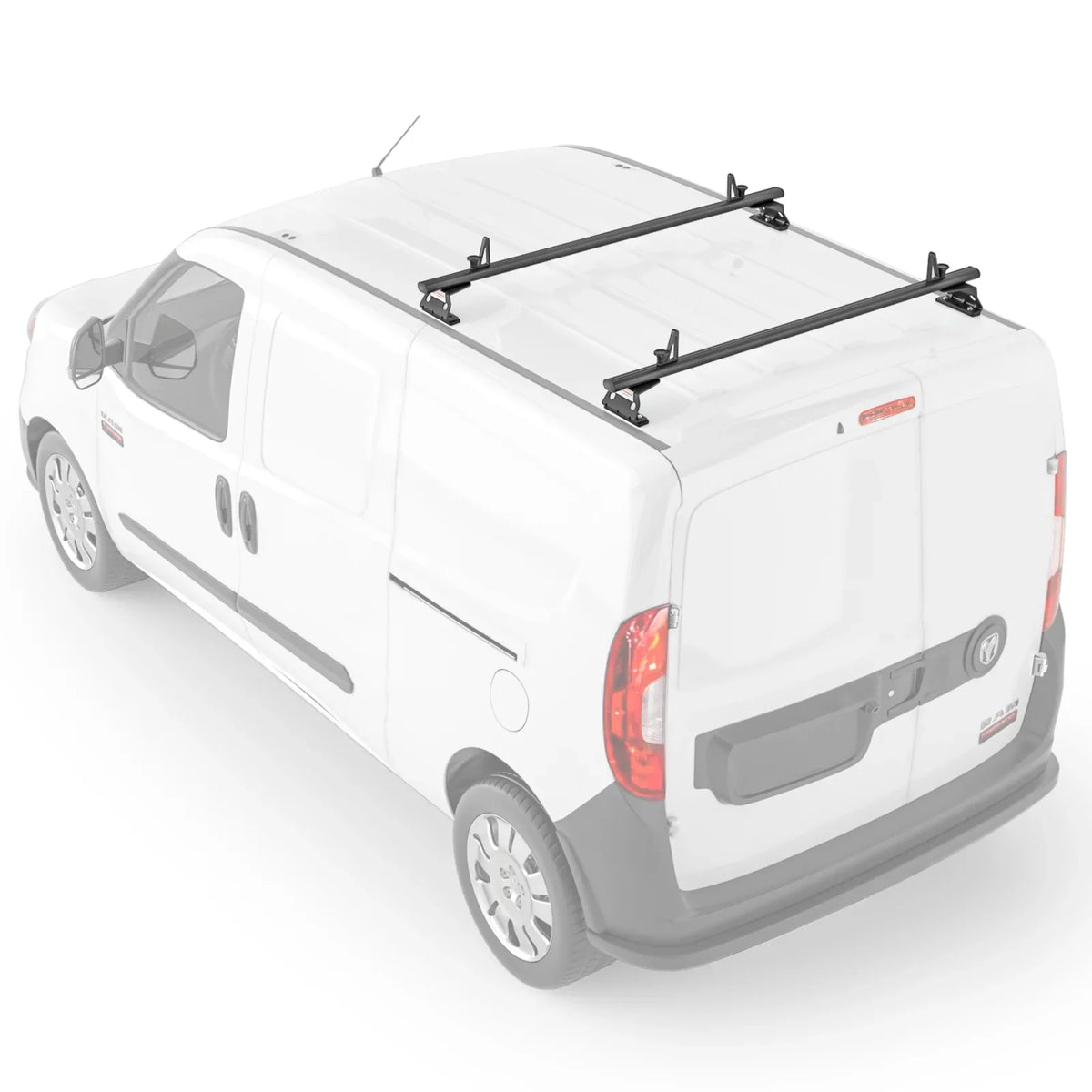 AA-Racks Model AX312-PR RAM ProMaster City 2015-On Aluminum 2 Bar (50") Van Roof Rack System w/ Ladder Stopper Black