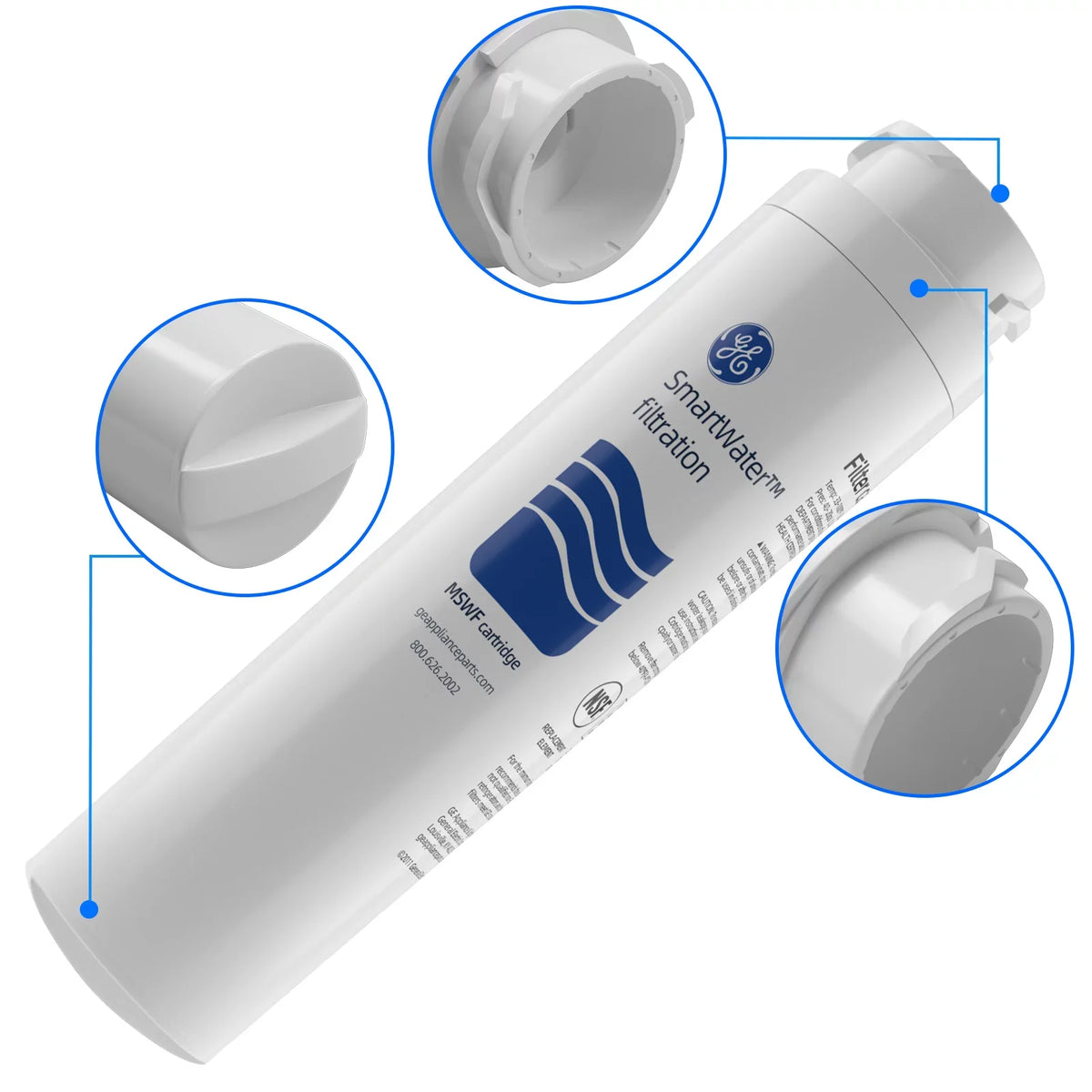MSWF Refrigerator aqua Filter, Replacement for GE MSWF, Tier1 RWF1062, Aquafresh WF282, Arrowpure APF-1800, AQUACREST AQF-MSWF and Ice Pure RWF1500A Pack of 6