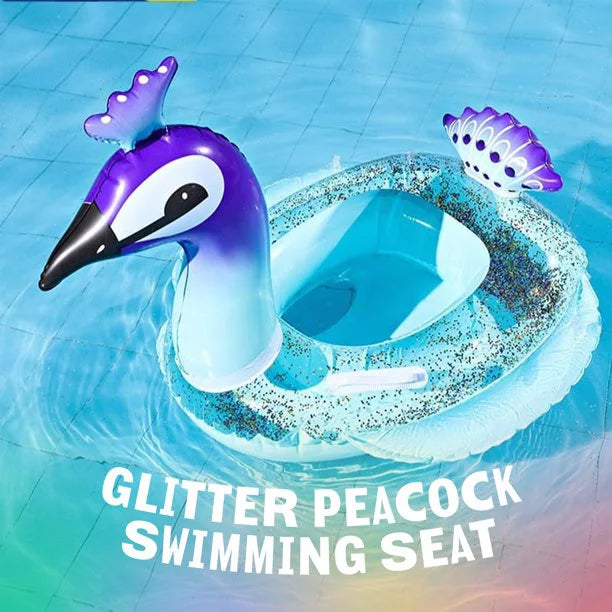 Ionale 48 Inches Inflatable Glitter Swimming Pool Toys Peacock Designed with Fast Valves Summer Fun Beach Party Lounge Raft Decorative liquid Game for Kids