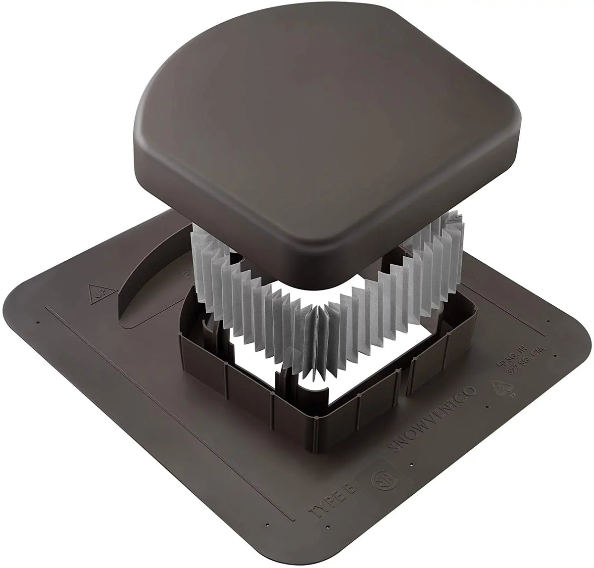 (Brown). in. SNOWVENTCO Lower Roof Intake Vent, 50 sq