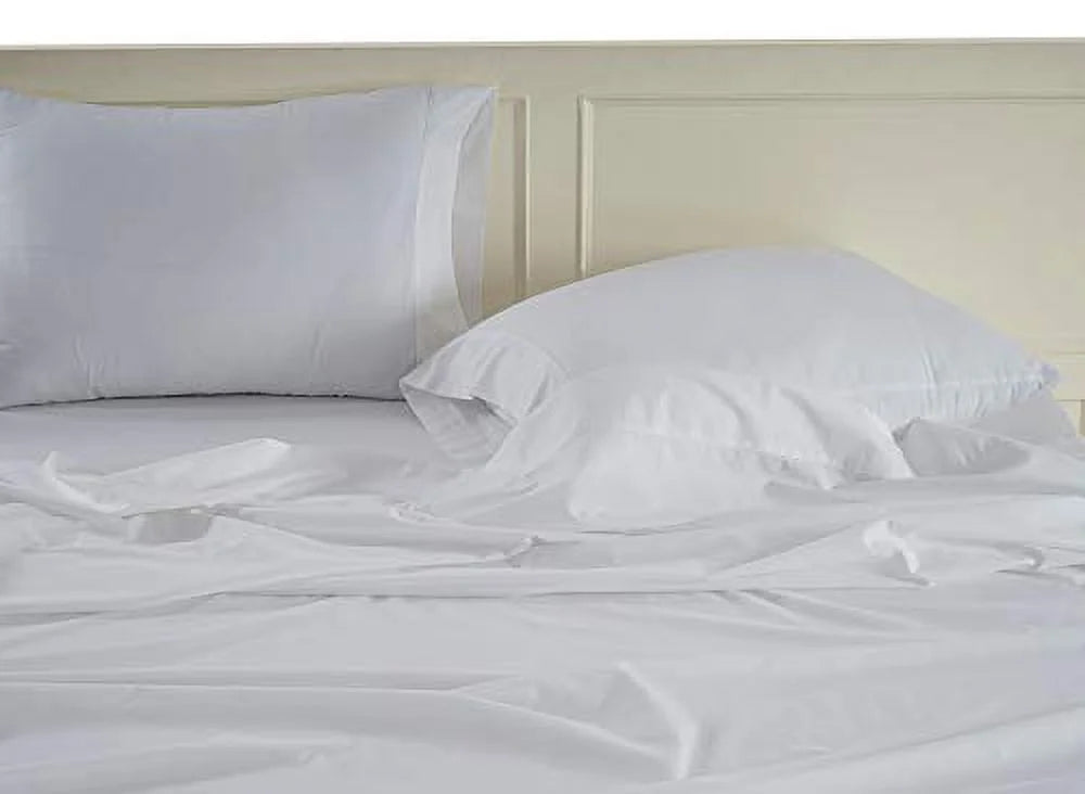 LANE LINEN 100% Organic Cotton Pure White King-Sheets Set 4-Piece Percale Weave Bedding Sheets for Bed Breathable Fits Mattress Upto 15" Deep