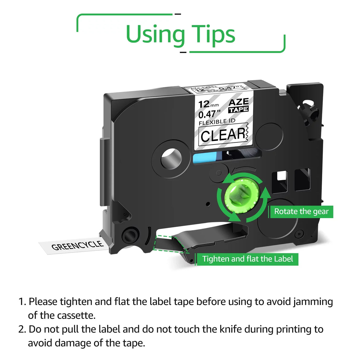 GREENCYCLE 100PK matching for Brother P-touch 12mm x 8m Black on Clear TZ TZe TZe-FX131 TZ-FX131 TZe-131 TZ-131 Flexible ID Cable Wire Label Tape