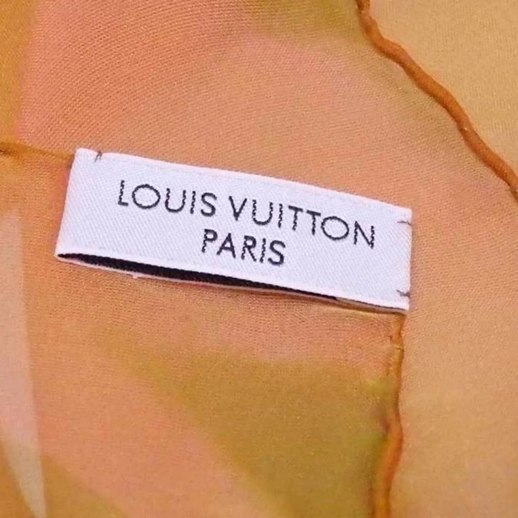Pre-Owned Louis Vuitton Scarf LV Logo Orange x Yellow Green 100% Silk Women's (Good)