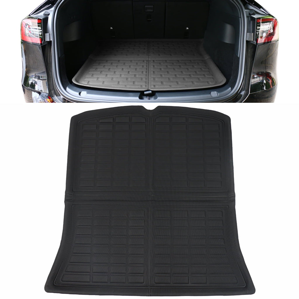 Ikon Motorsports Trunk Mats Cargo Liner appropriate with 2020-2023 Tesla Model Y, Black TPE 3D Molded Waterproof Anti-Slip Frunk Trunk Under Cargo Storage Liner Mat Interior Accessories 3PCS