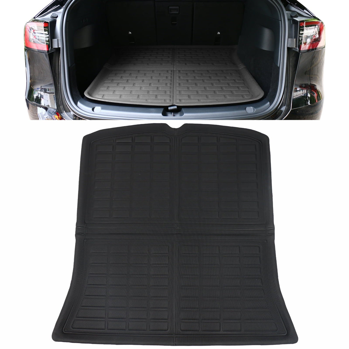 Ikon Motorsports Trunk Mats Cargo Liner appropriate with 2020-2023 Tesla Model Y, Black TPE 3D Molded Waterproof Anti-Slip Frunk Trunk Under Cargo Storage Liner Mat Interior Accessories 3PCS