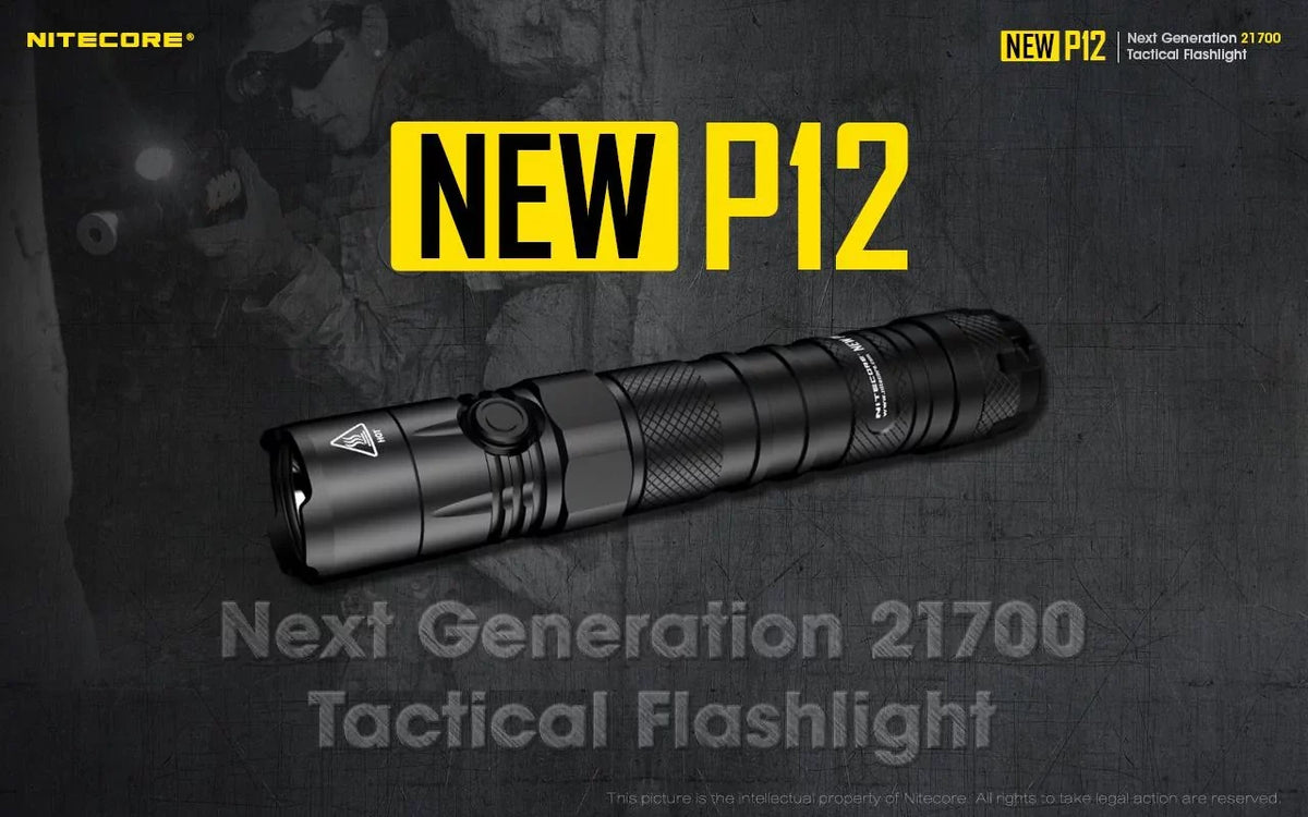 Combo: Nitecore New P12 Version Tactical LED Flashlight - CREE XP-L HD V6 - 1200 Lumens w/RSW3 Pressure Switch
