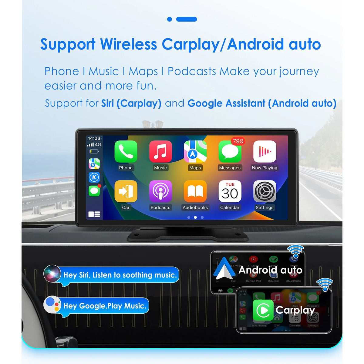 Android Auto Wireless  Carplay 360° Adjustable 10.26 Inch Touchscreen Car Radio Stereo Head Unit Bluetooth GPS Navigation Player With Backup Camera