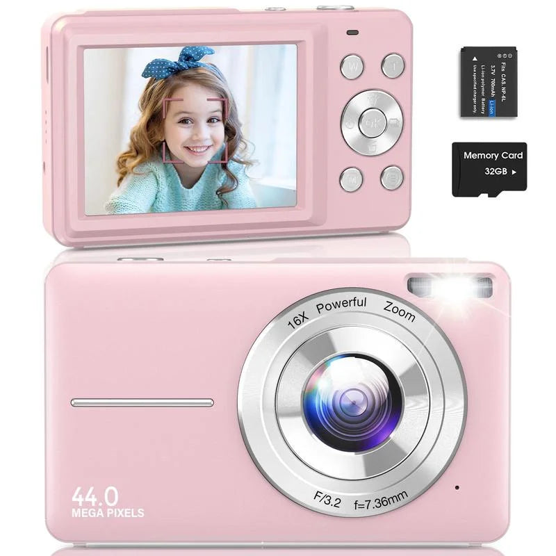 DC403 Recording Digital Camera for Music Festival, 1 Piece Multi-functional 1080P & 44MP Digital Camera for Mother's Day Gift, Ff(F/3.2, f=7.36mm), 32G Memory Card, 16X Zoom Digital Cameras, Compact P