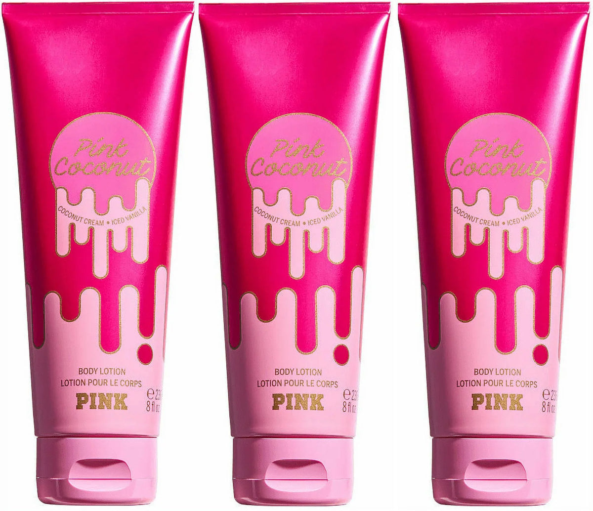 Set of 3. oz. PINK/Victoria's Secret Pink Coconut Body Lotion 8fl
