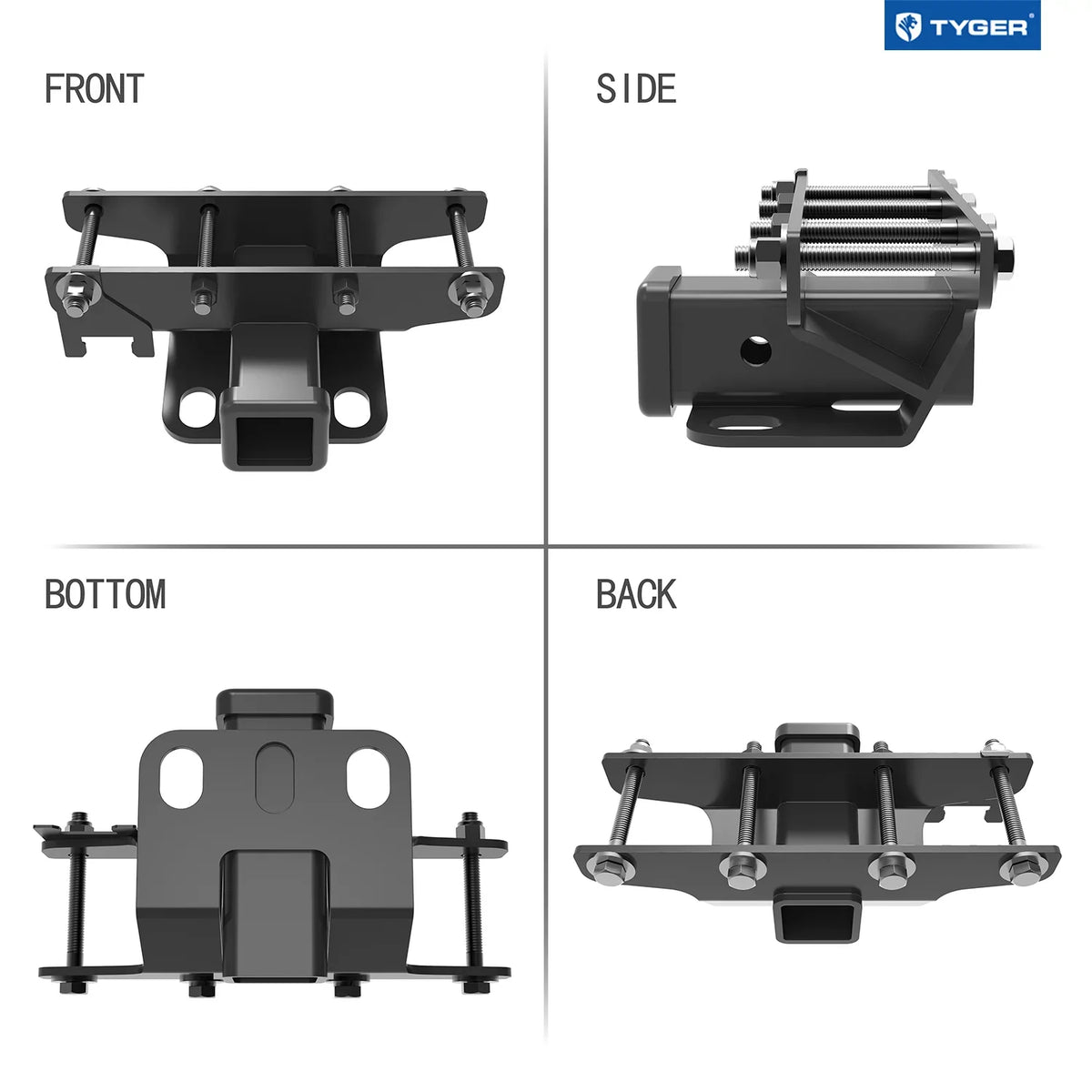 Tyger Auto TG-HC2J003B Hitch & shield Kit matching with 2018-2024 Jeep Wrangler JL/JLU (Include 20-24 diesel engine; 21-24 4xe) Factory Style 2 inch Rear Receiver Hitch Tow Towing Trailer Hitch