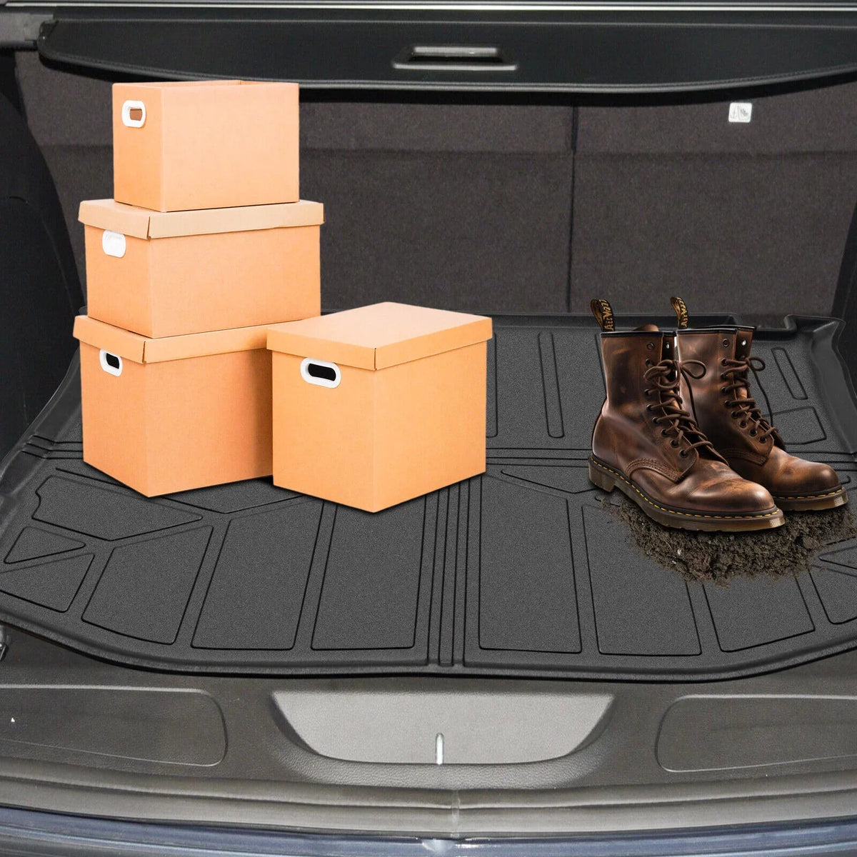 Trunk Mat Custom Fit Jeep Grand Cherokee 2011-2022 TPE Cargo Floor Carpet Rubber Car Rear Cargo Liner Protector All climate Black