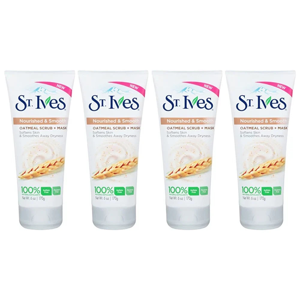 Ives Nourished and Smooth Scrub and Mask, Oatmeal 6 oz. Pack of (4) St
