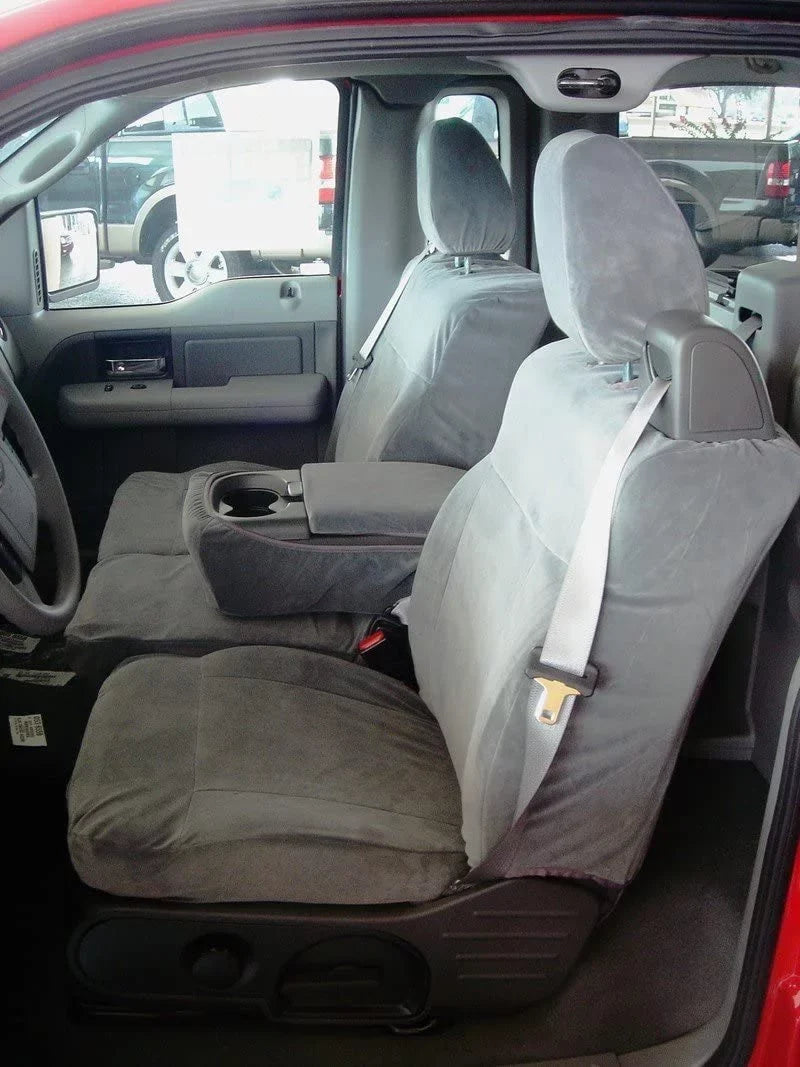 F369 2004-2008  F150 XLT Super Cab Front 40/20/40 Split Seat With Adjustable Headrests and Opening Center Console in Gray Velour