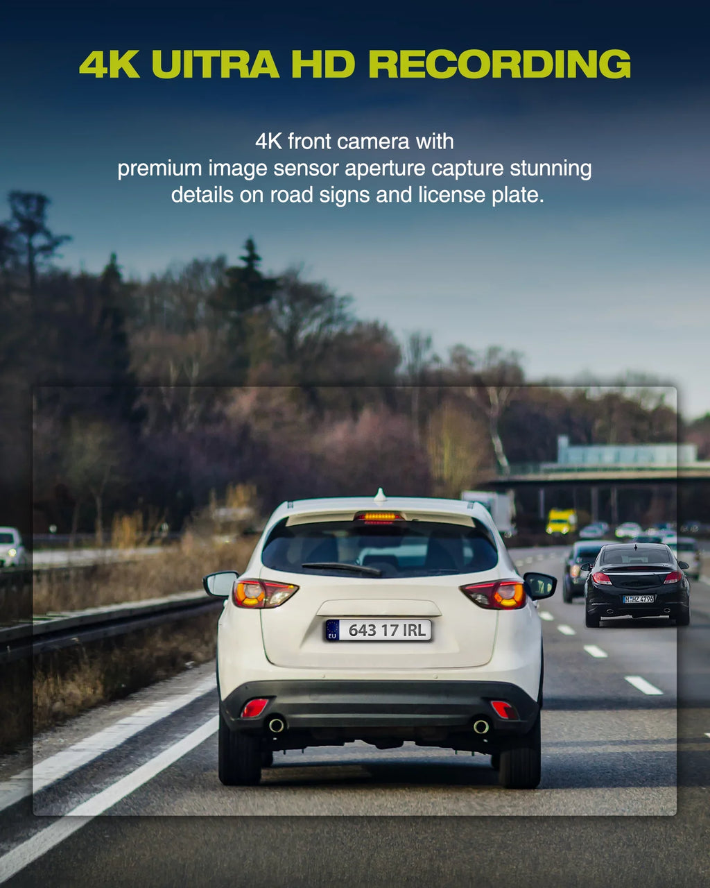 LAMTTO 4K Mirror Dash Cam for Car, 10" Full Touch Screen Voice Control Dash Camera, 1080P Waterproof Reverse Backup Camera, Parking Assist, Loop Recording, G-Sensor