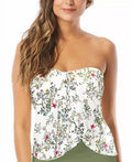 Vince Camuto IVORY Draped Bandeau Tankini Swim Top, US Medium