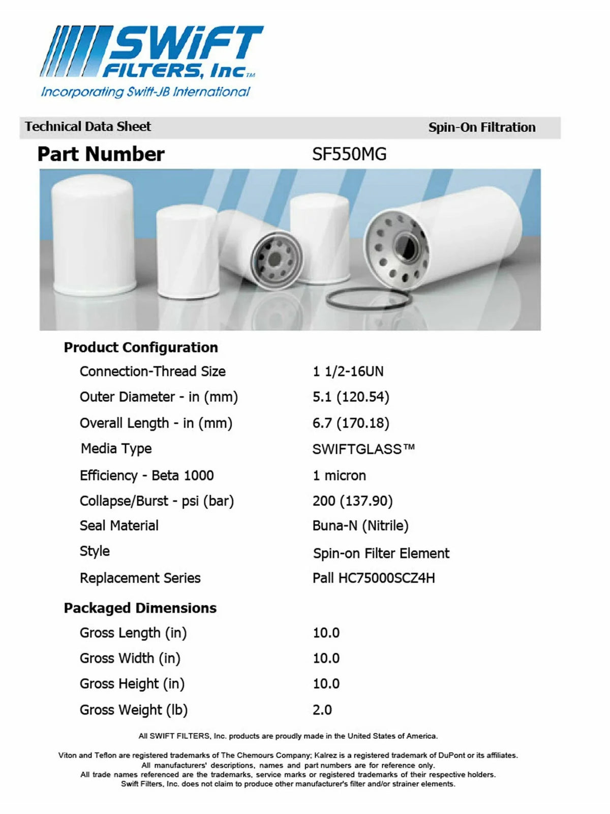 Direct Interchange for DONALDSON 7500-4-1UMin-On Filter Element Microglass Construction 1 Micron