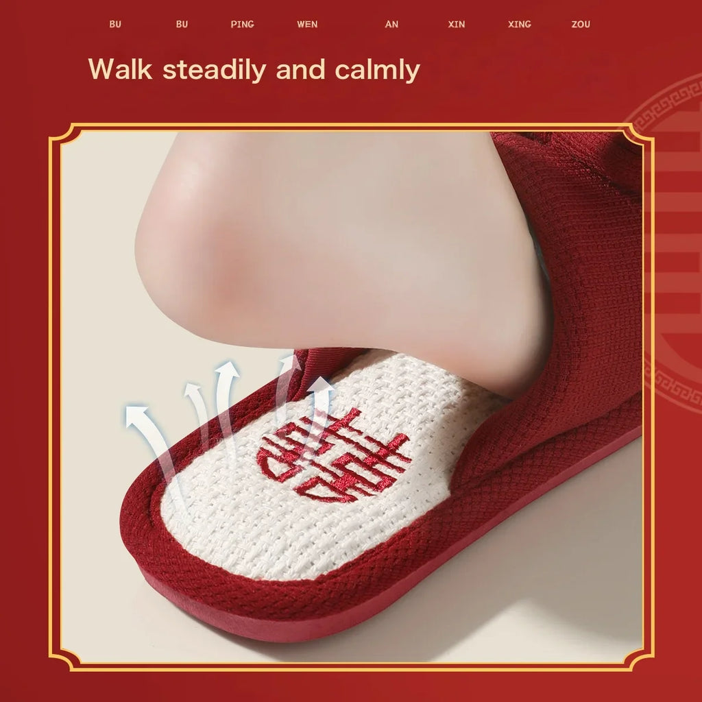 Slippers Festive Red Pair Of Ladies Newly Married To Accompany The Couple Light Luxury Bride And Groom Bride Wedding Shoes Men Bridal