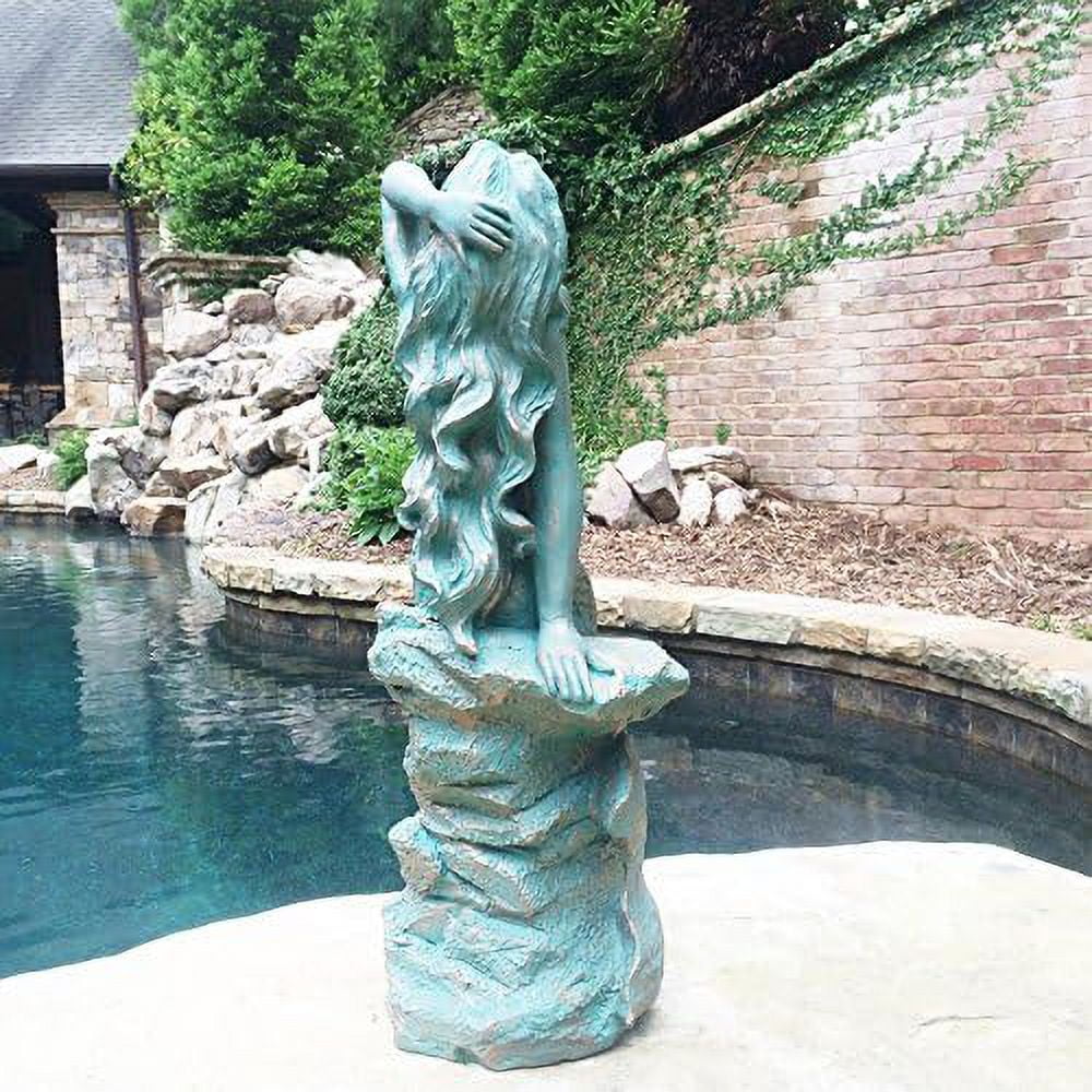 Giant Sitting On Coastal Rock Beach Nautical Garden Statue In Bronze Finish Pool Patio Lawn Statue. 28 In