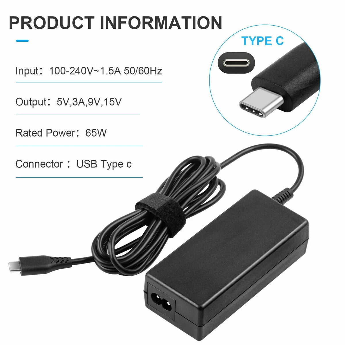 5PCS 65W USB-C Type-C AC Adapter Charger For