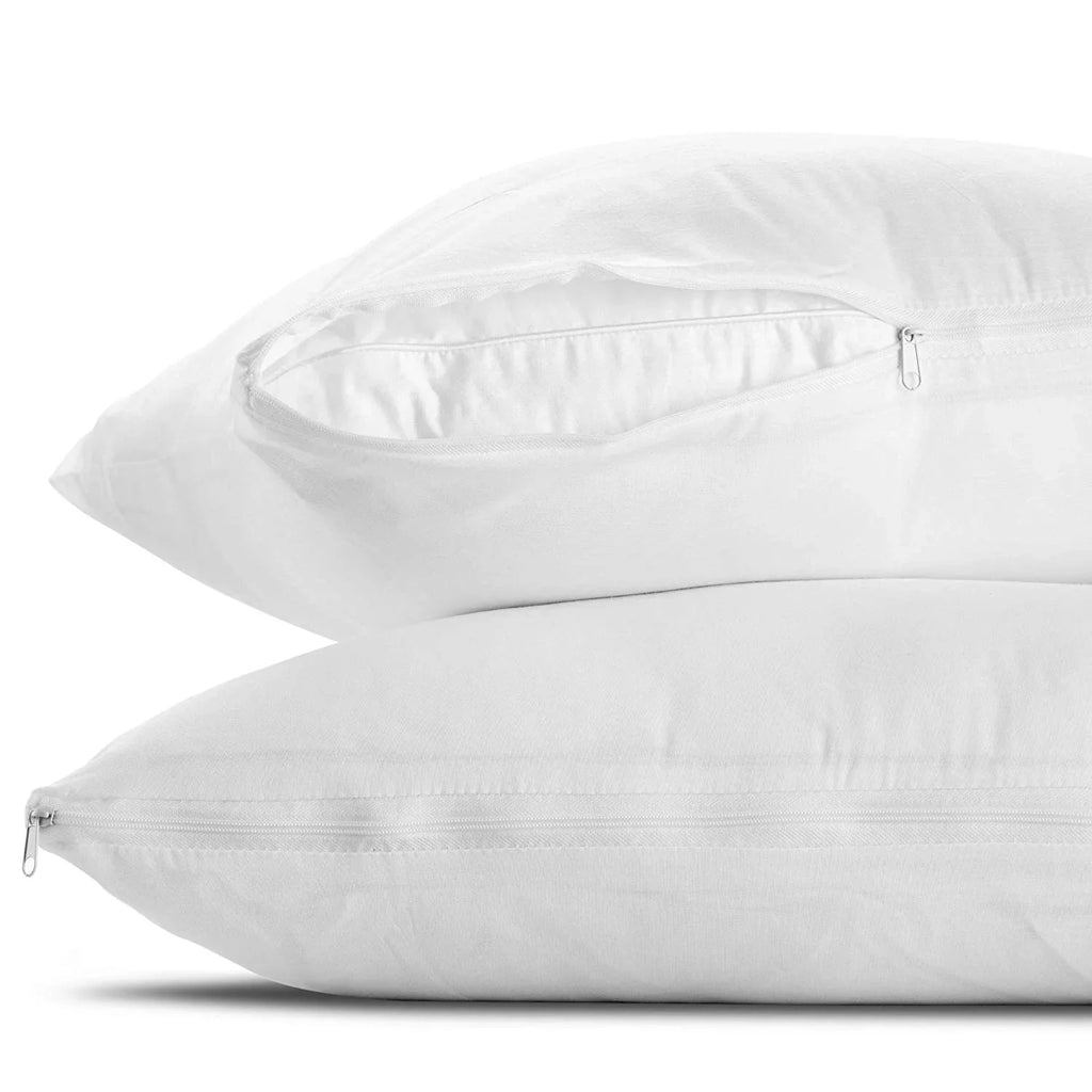 Poly-Cotton Zippered Pillow shield - Standard Size Pillow Protector - Protects from Dirt, Dust, and Debris - 12 Pack