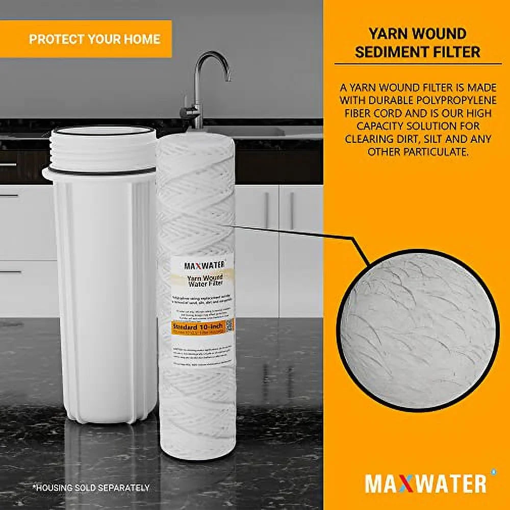 Standard 10"X2.5" String Sediment aqua Filter (5 Micron), Hard Well, Whole House, WVO Biodiesel, matching With Standard RO Reverse Osmosis Systems, WH Systems