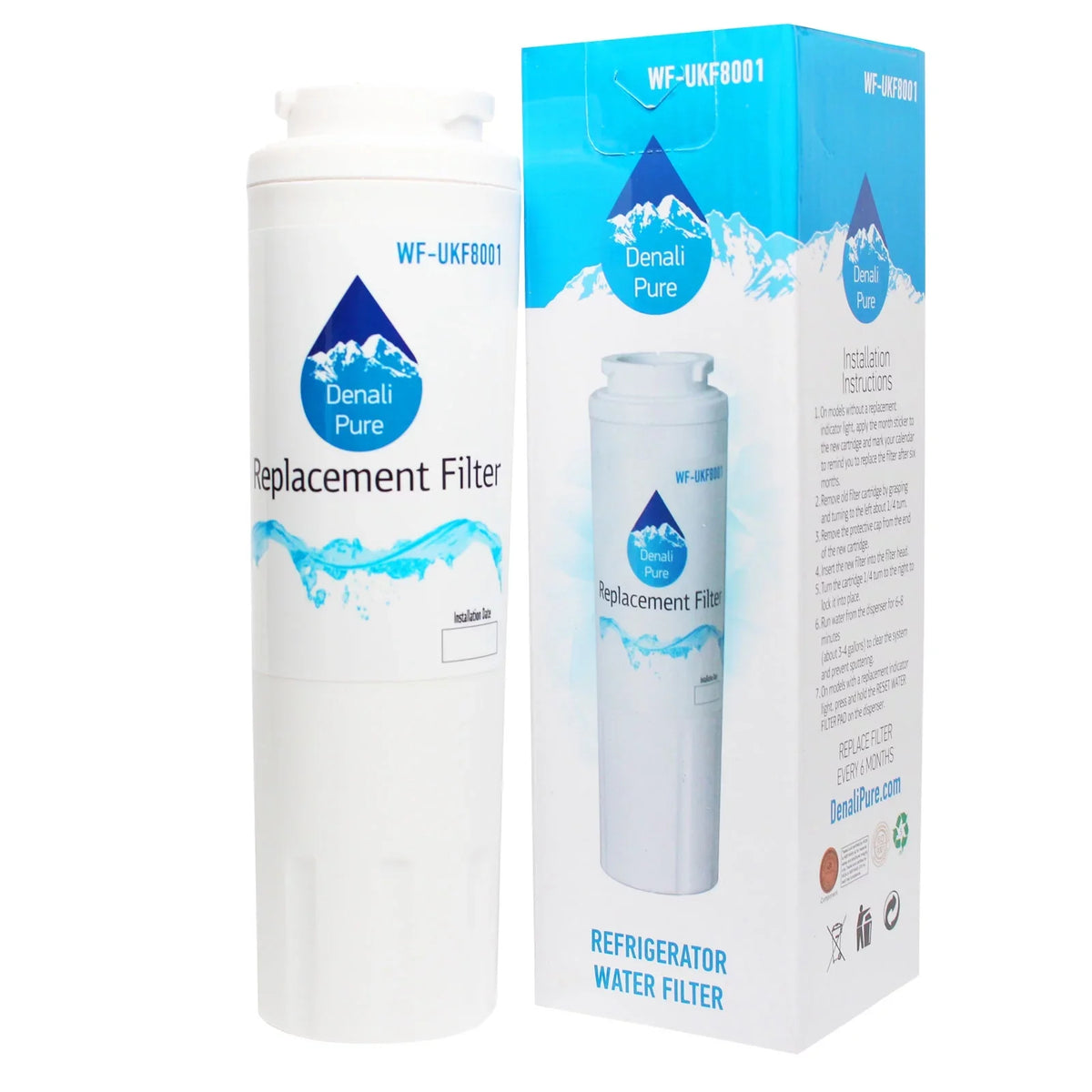6-Pack Replacement for Whirlpool GX5FHTXTB00 Refrigerator liquid Filter - appropriate with Whirlpool 4396395 Fridge liquid Filter Cartridge - Denali Pure Brand